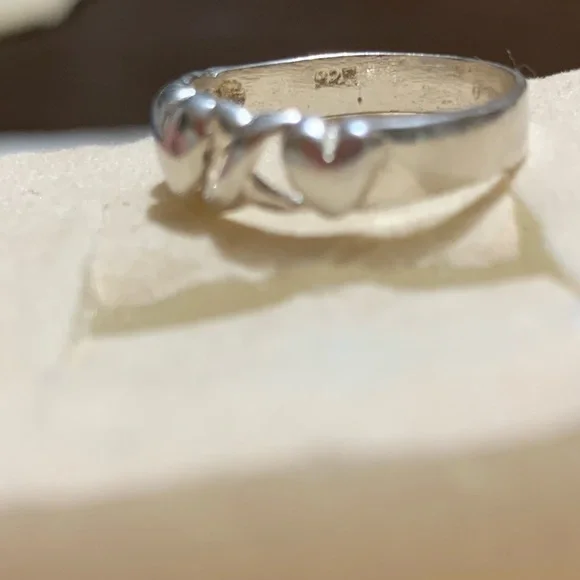 Sterling Silver EUC NF 925 X Heart Ring size 7.5 - Picture 2 of 9